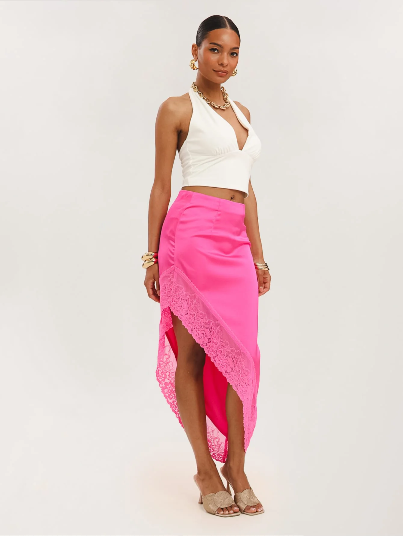 Lucia Lace Skirt in Magenta
