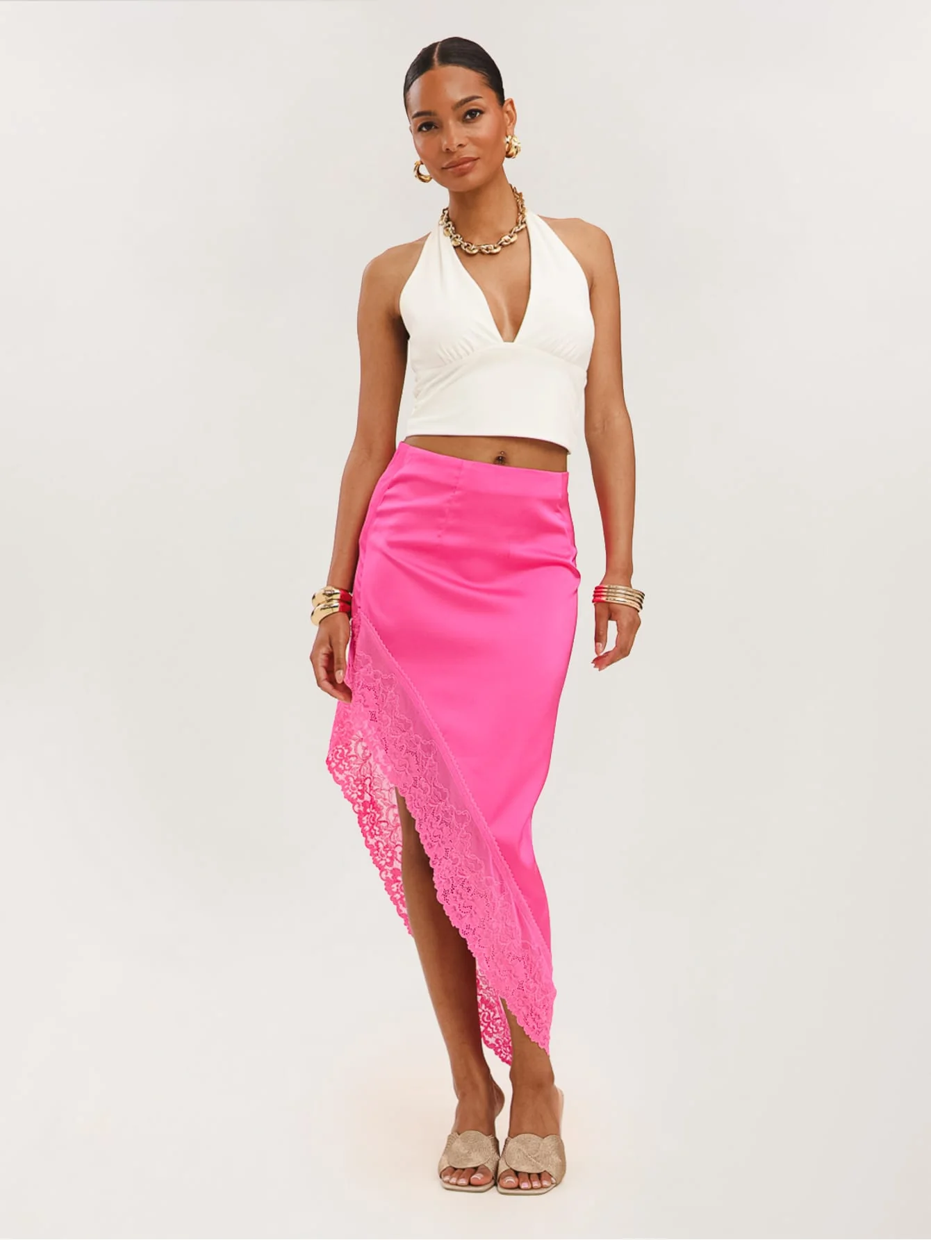 Lucia Lace Skirt in Magenta - Image 2