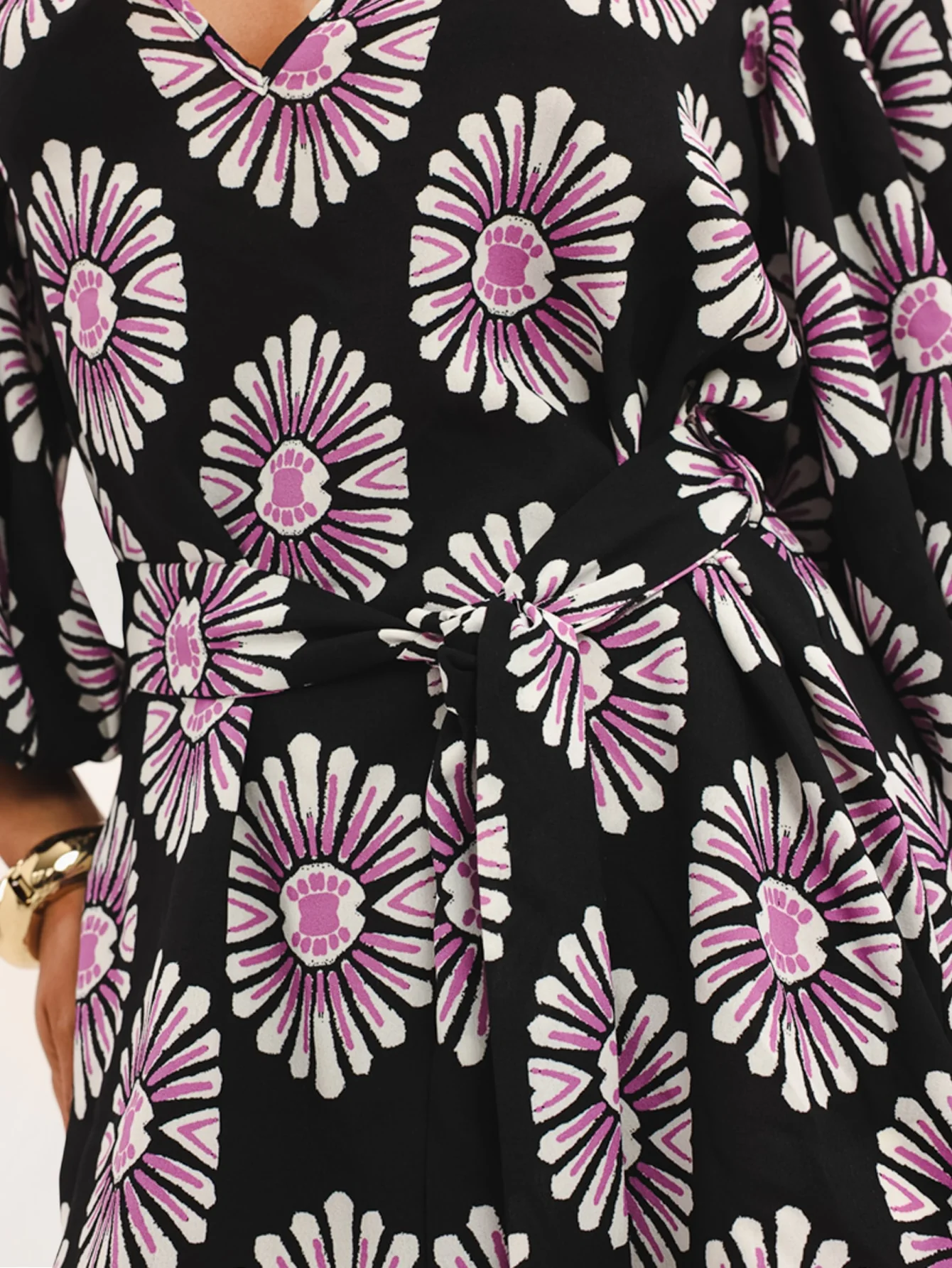 Marisenda Dress in Purple on Black Floral - Image 3
