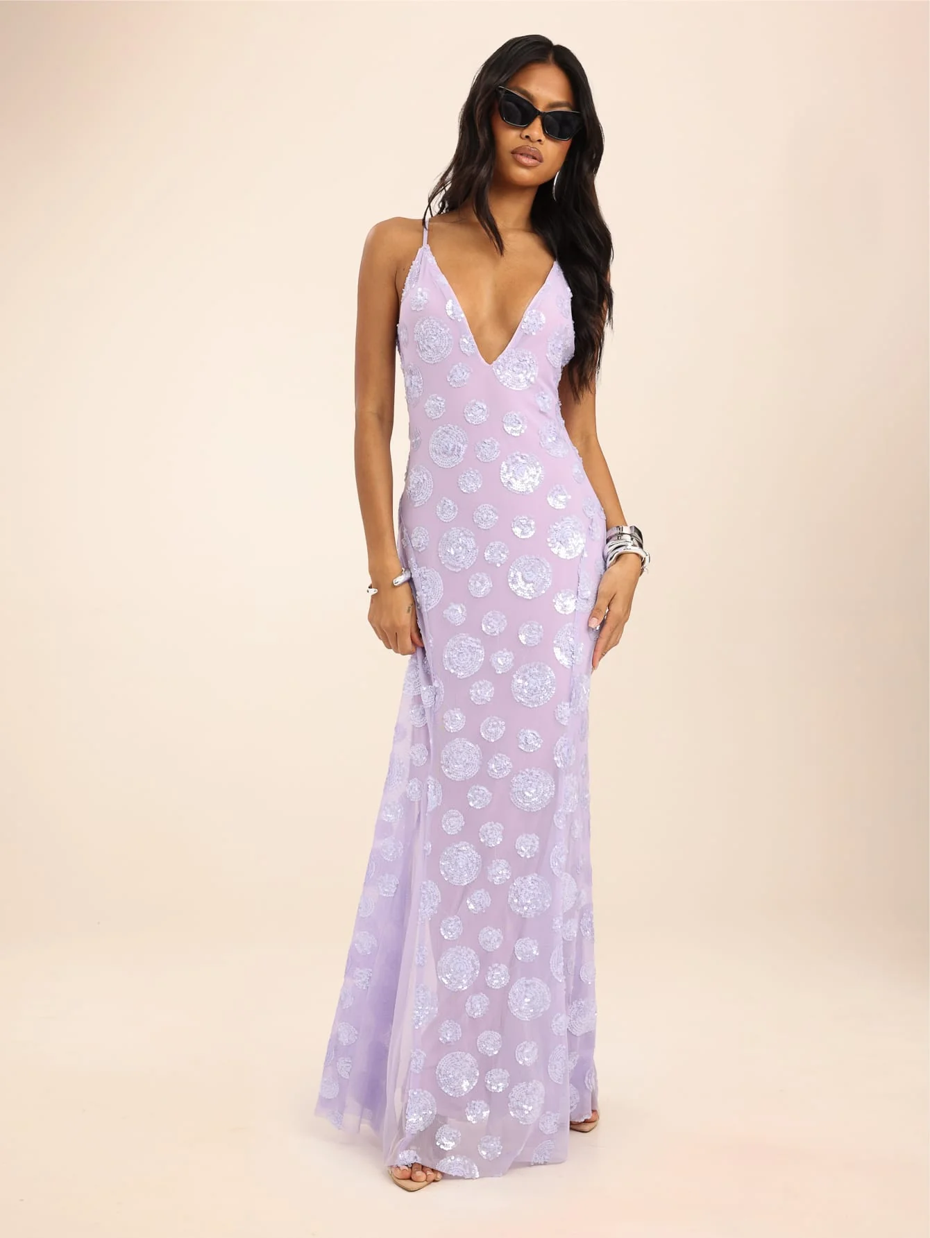 Aureona Sequin Dress in Lilac - Image 5