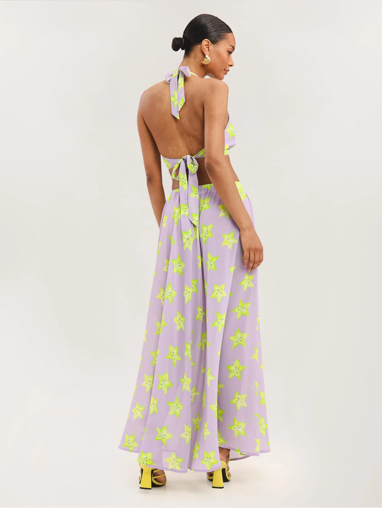 Ravenza Co-ord in Green on Lilac Starfish - Image 2
