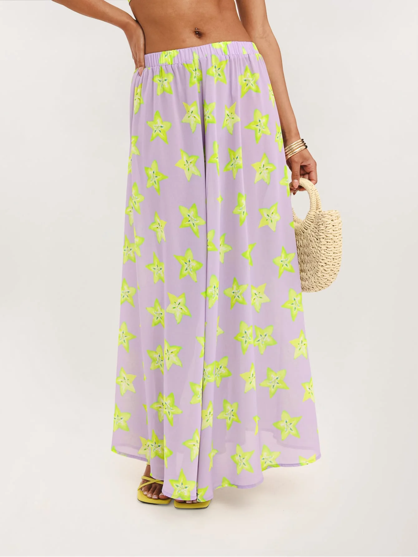 Ravenza Co-ord in Green on Lilac Starfish - Image 5