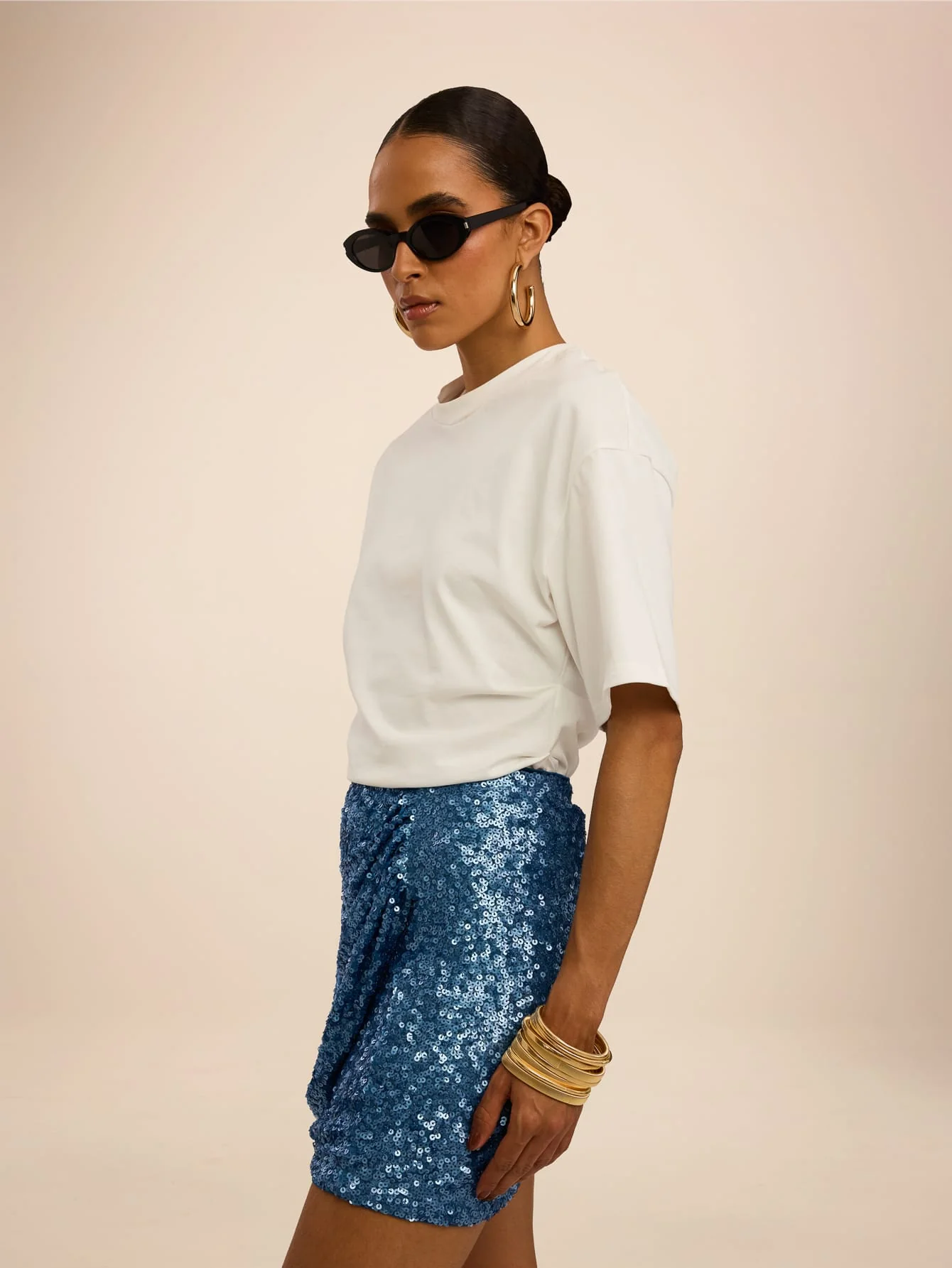Pelagia Sequin Skirt in Blue - Image 3