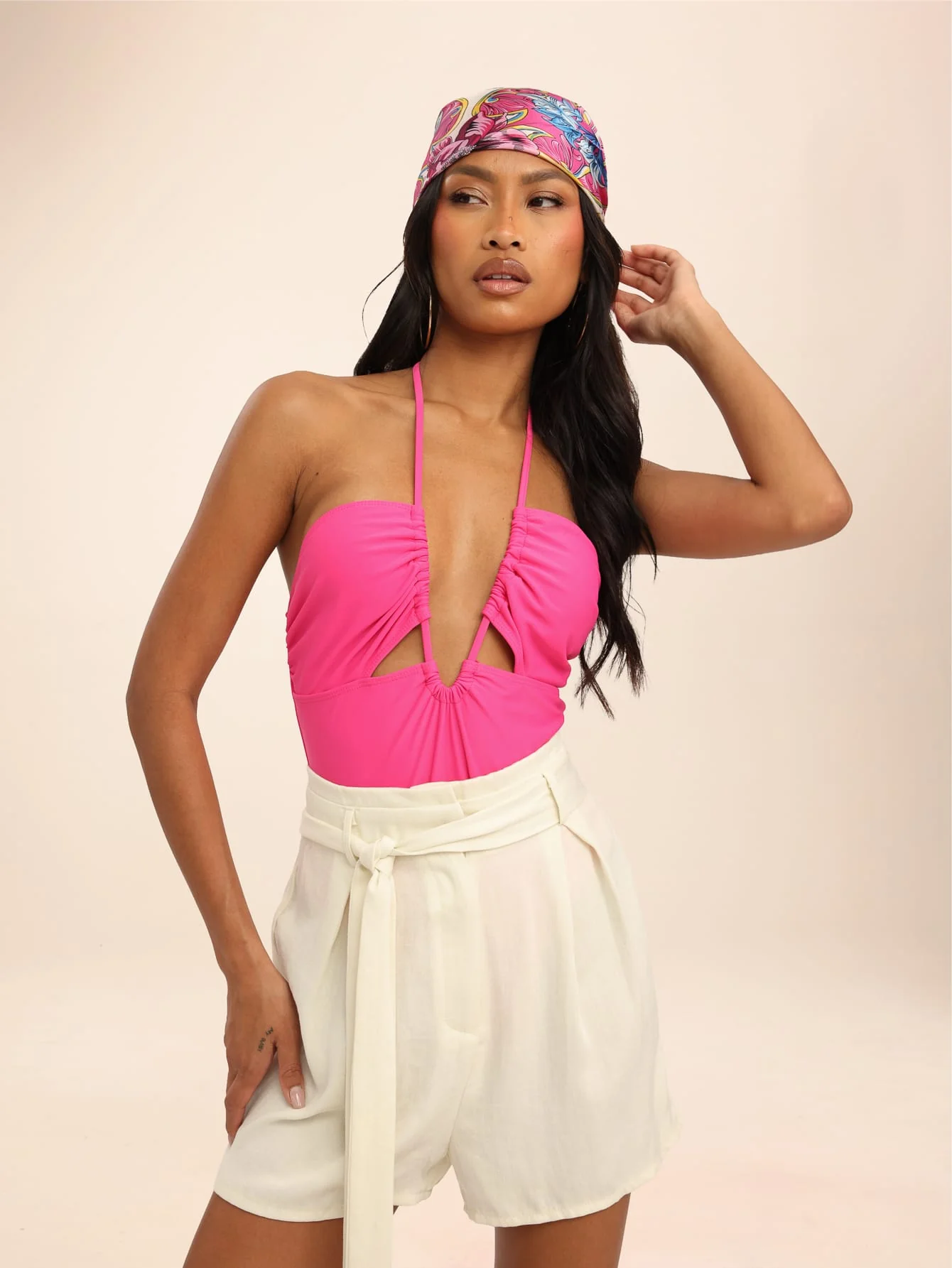 Elvara Bodysuit in Hot Pink