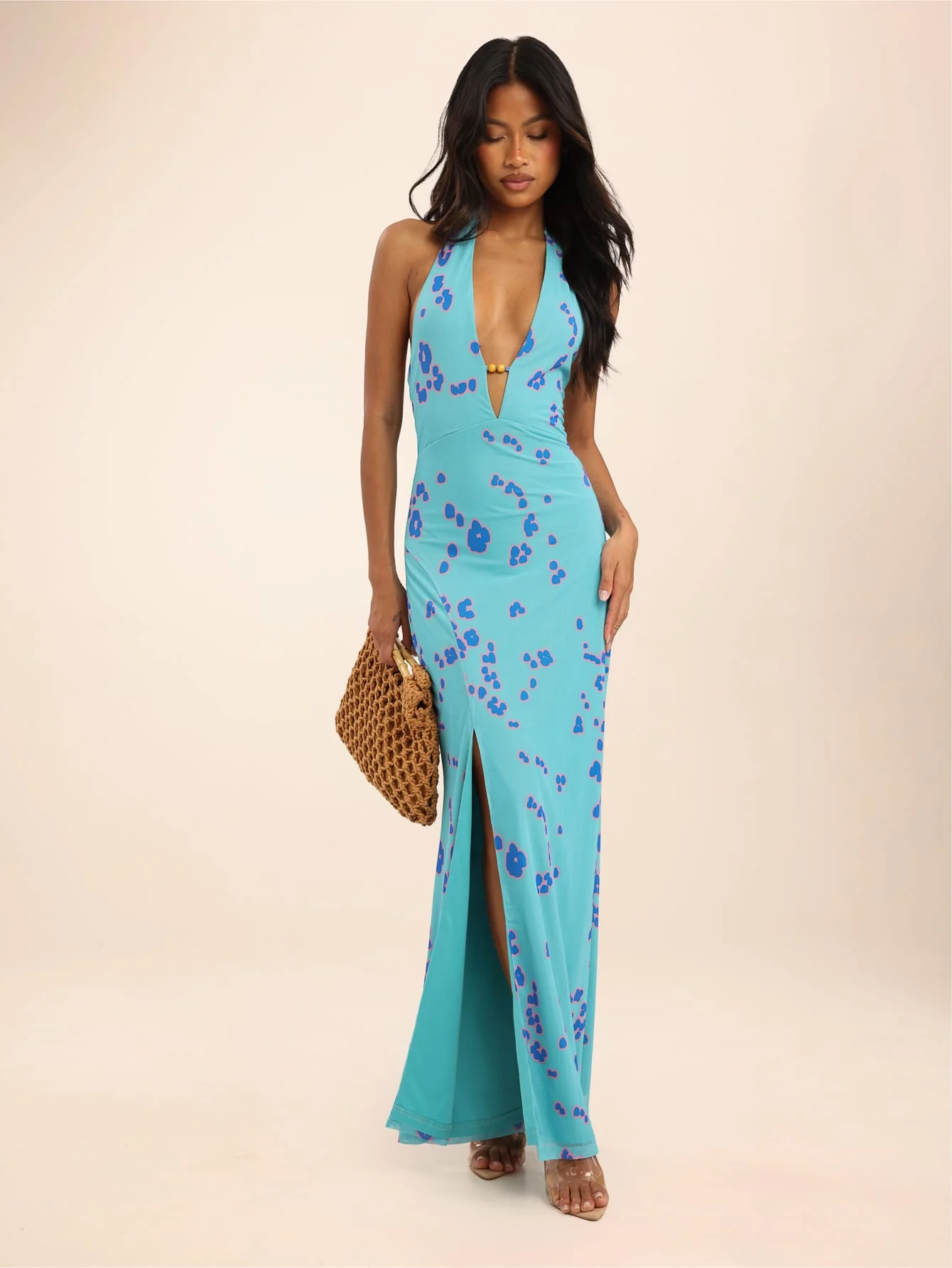 Carisa Dress in Blue on Aqua Confetti - Image 3